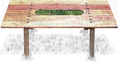 grass centred table