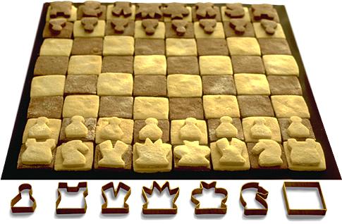 edible chess with brass biscuit shapes